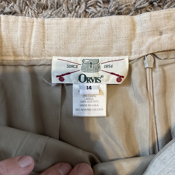 Vintage Orvis Tan Women's skirt size 14 Made In‎ USA - Picture 3 of 6
